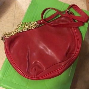 Vintage Robert Bestien Red Purse w/ Gold Chainlink